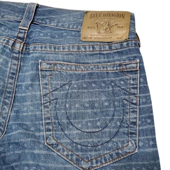 Rare Vintage Y2K True Religion Geno Cut-Off Jean Shorts Jorts 36 Made in USA - Picture 4 of 14